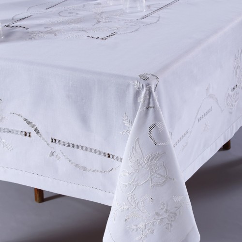 Handmade tablecloth 960b (170cm x 220cm) white