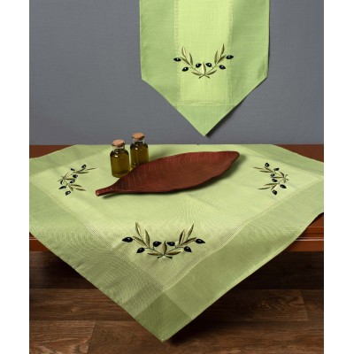 Tablecloth bg23a (160cm x 250cm) oval green with black olive