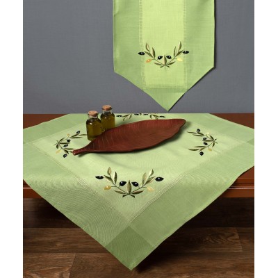 Tablecloth bg23a (135cm x 175cm) green with yellow olive