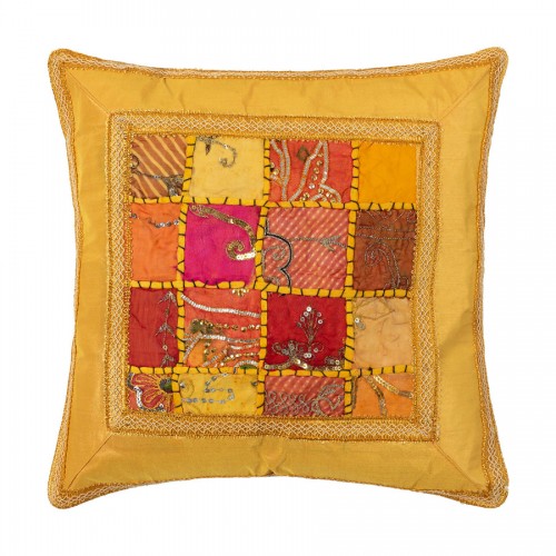 Antique pillowcase with sash (65cm x 65cm) yellow