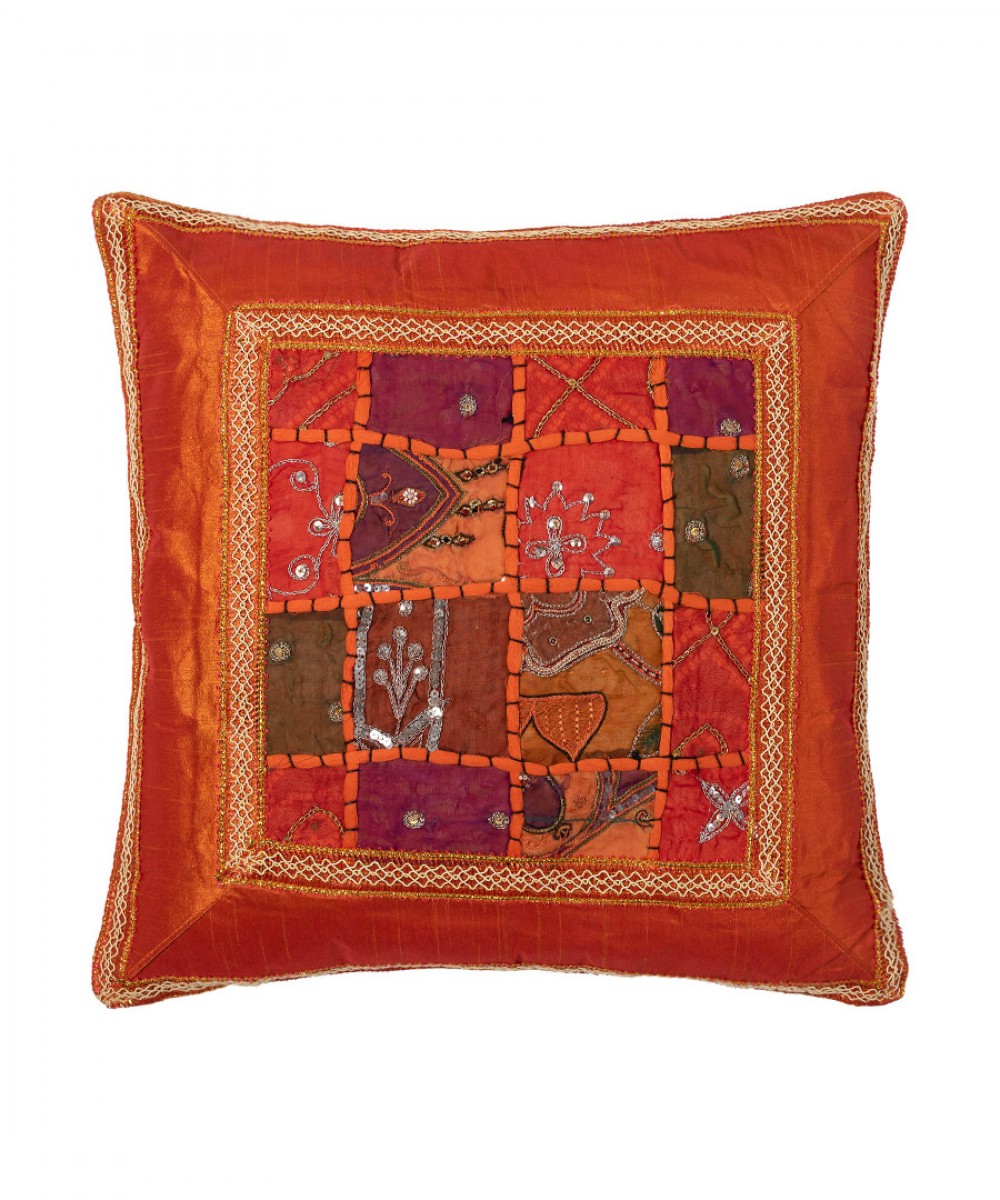 Antic pillow case with fascia (65cm x 65cm) orange