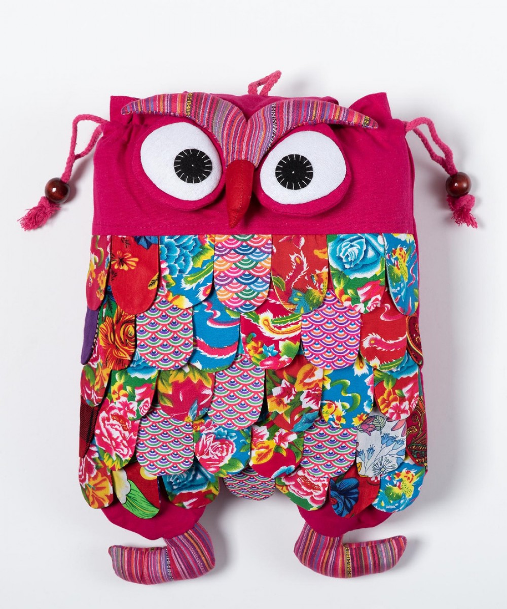 Owl backpack (40cm x 30cm) fuchsia