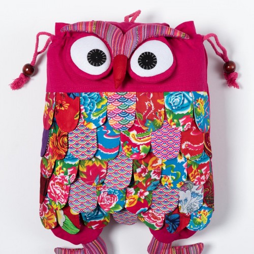 Owl backpack (40cm x 30cm) fuchsia