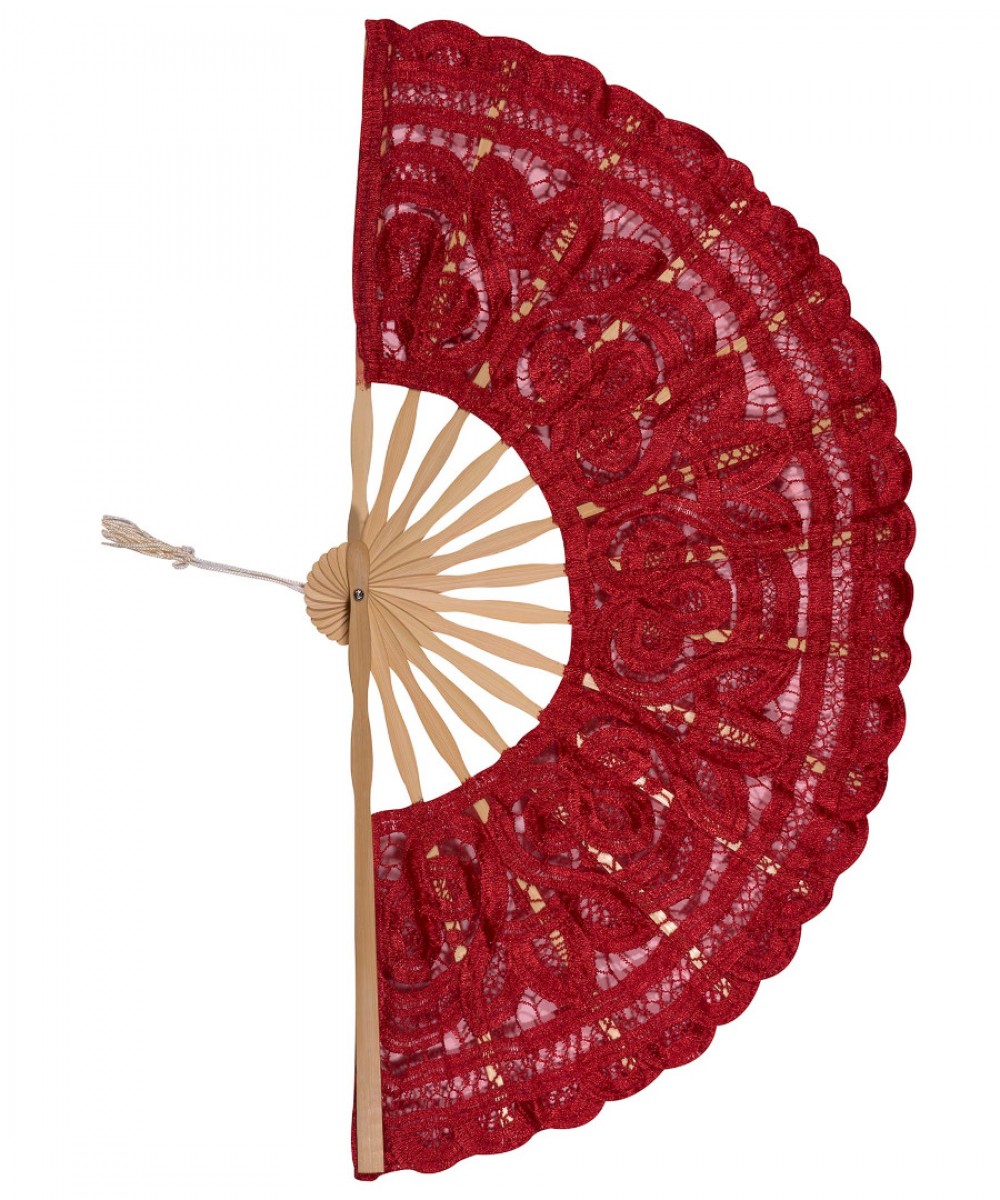 Handmade fan (27cm) red