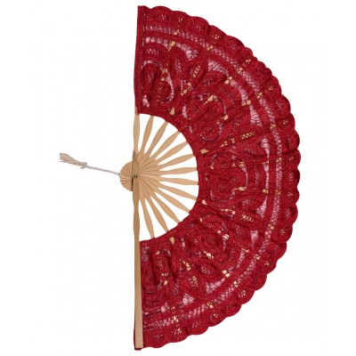 Handmade fan (27cm) red