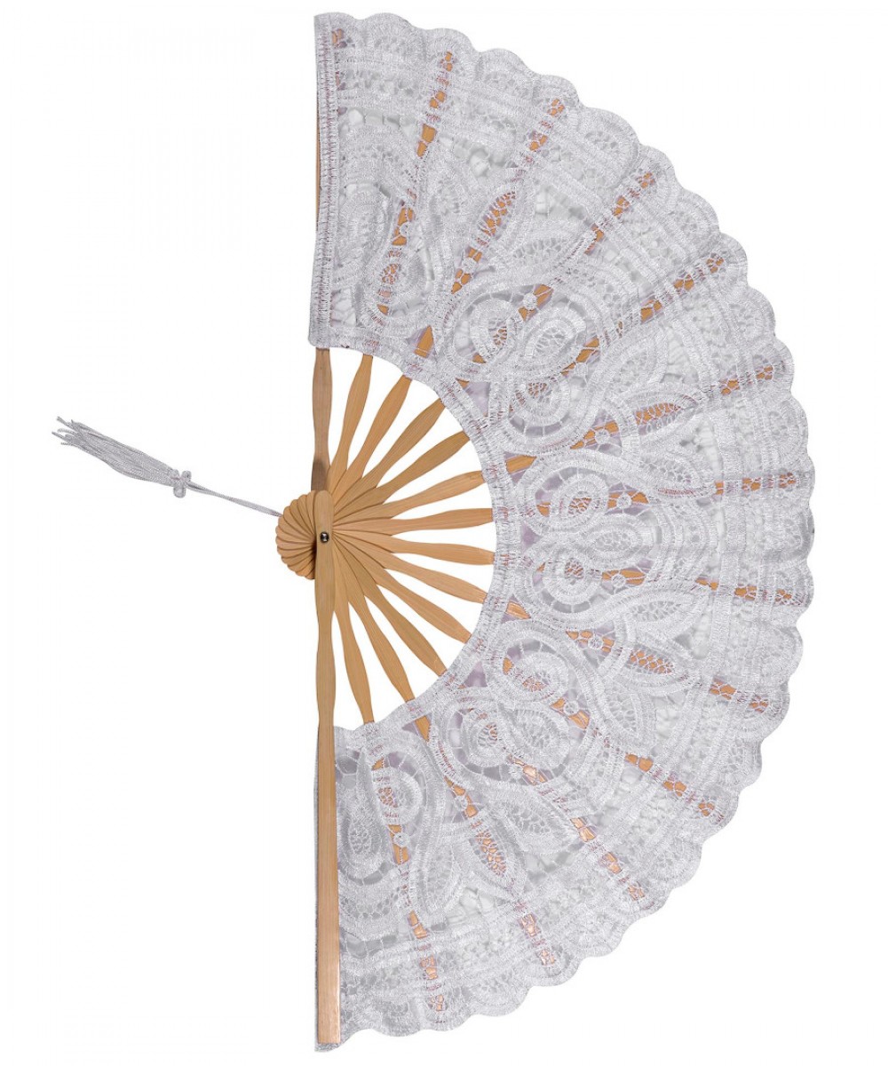 Handmade fan (27cm) white