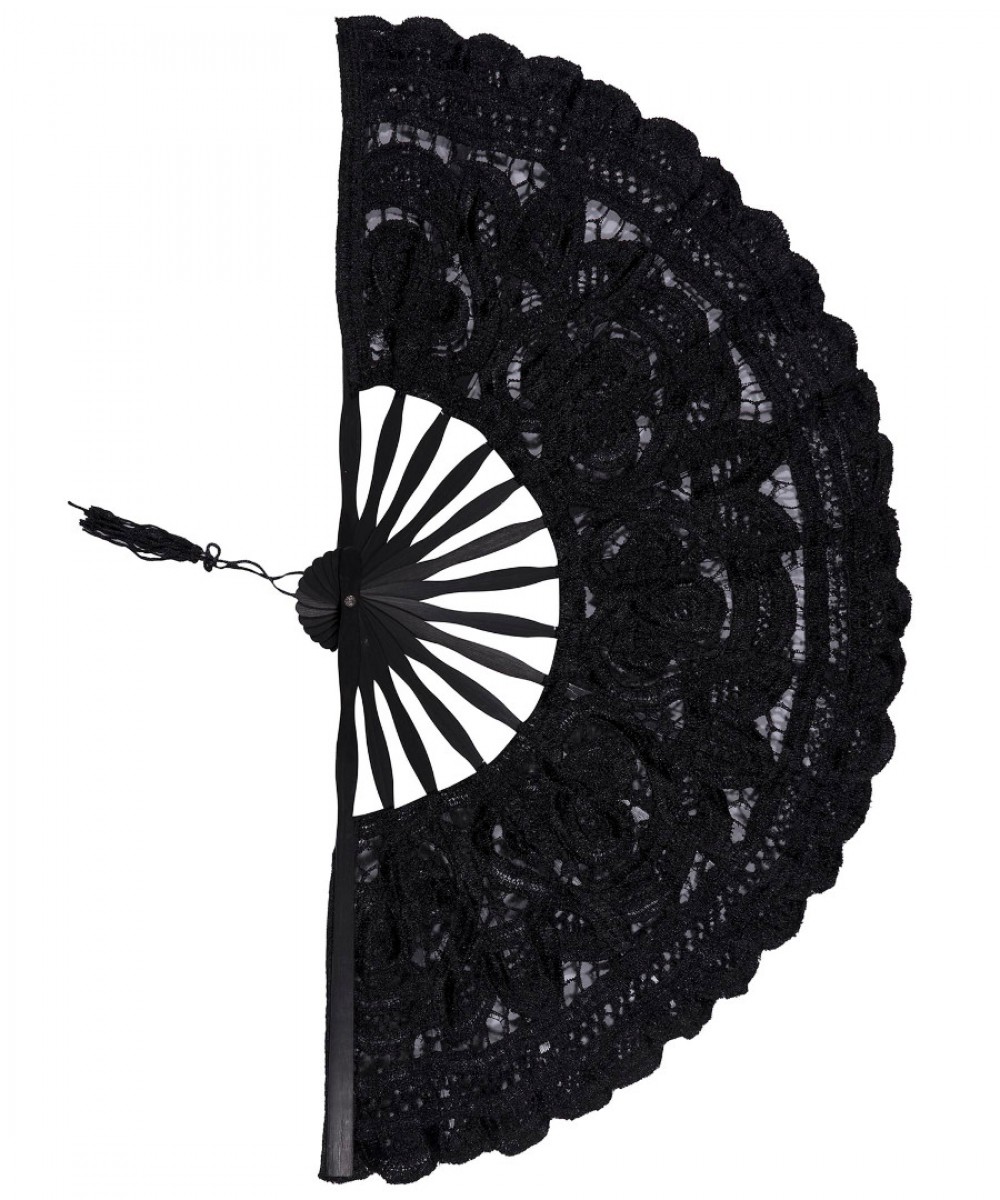 Handmade fan (27cm) black