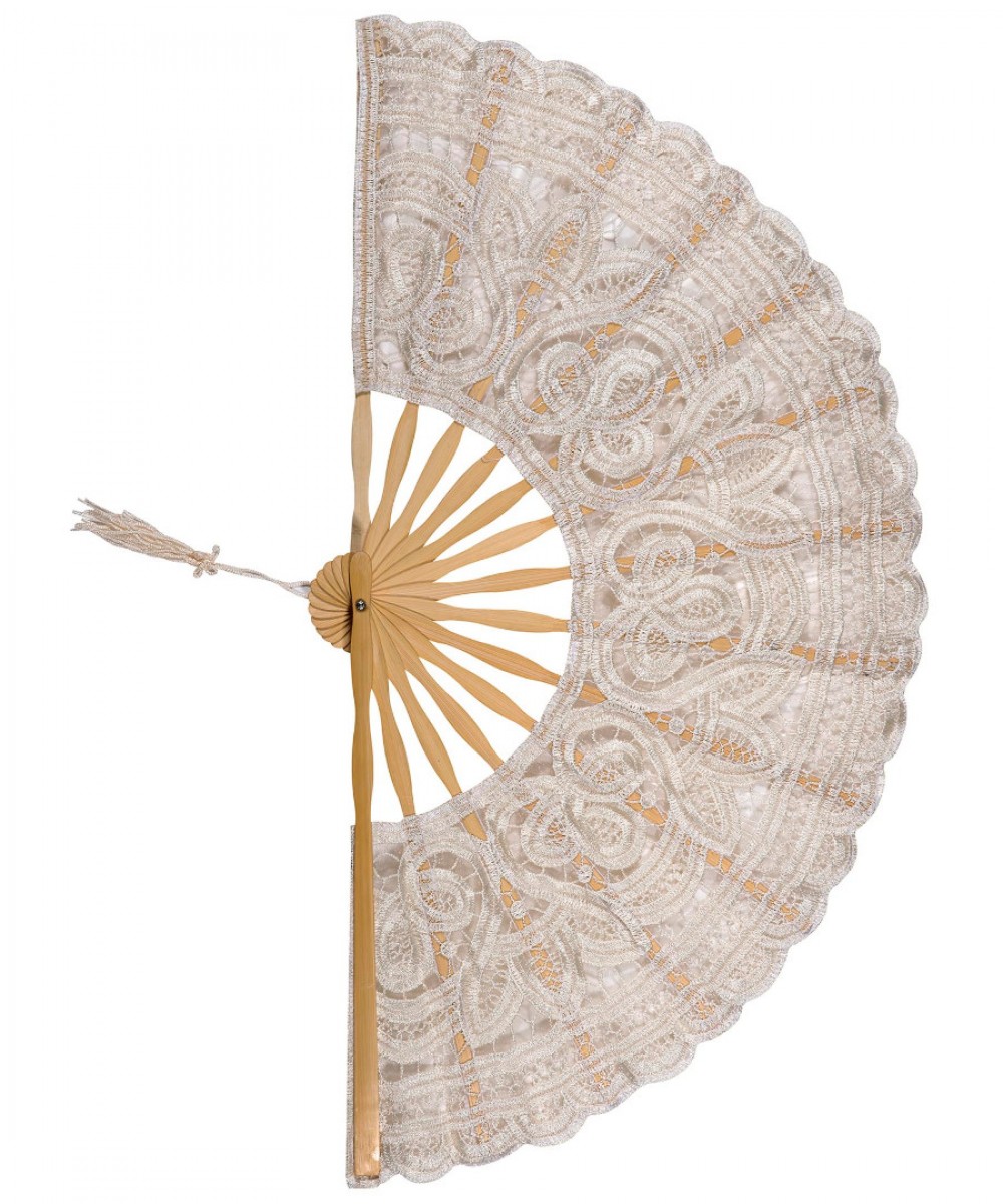 Handmade fan (27cm) beige