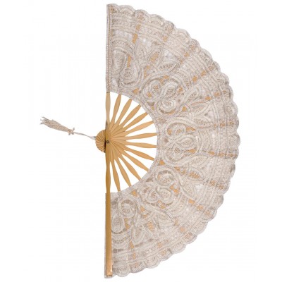 Handmade fan (27cm) beige