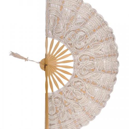 Handmade fan (27cm) beige