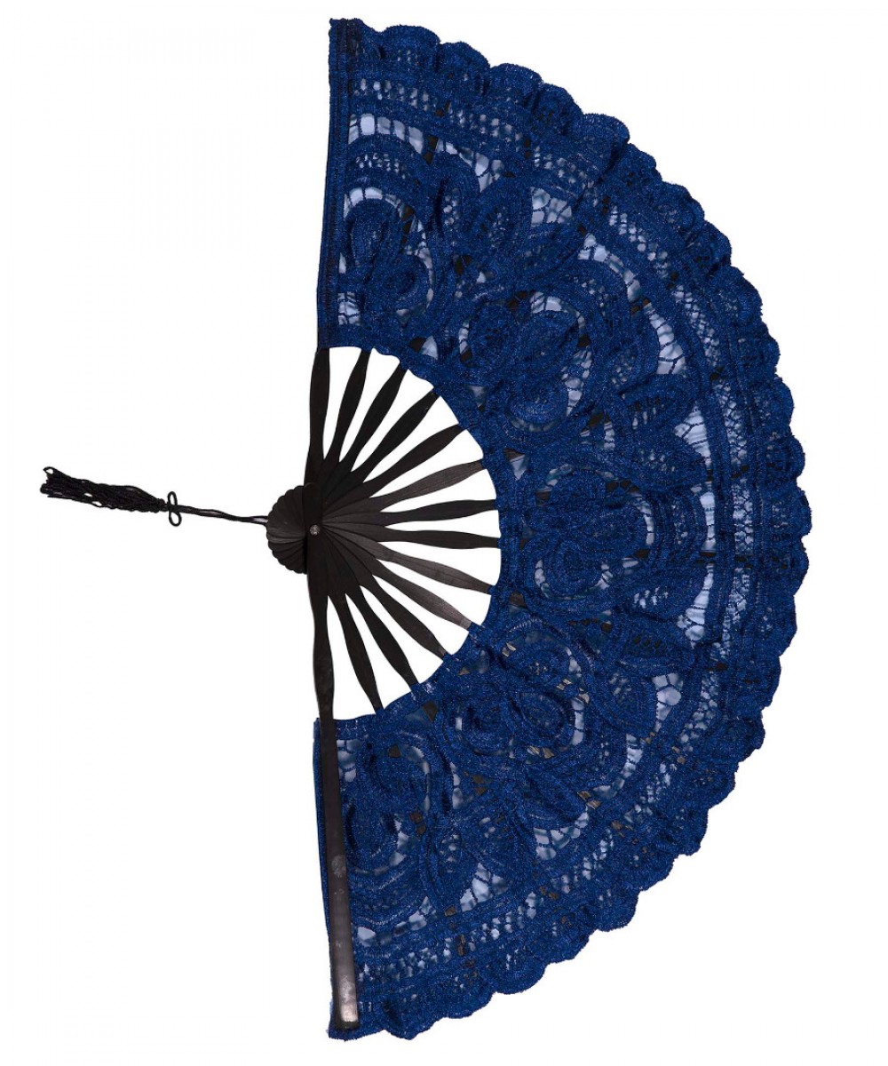 Handmade fan (27cm) blue