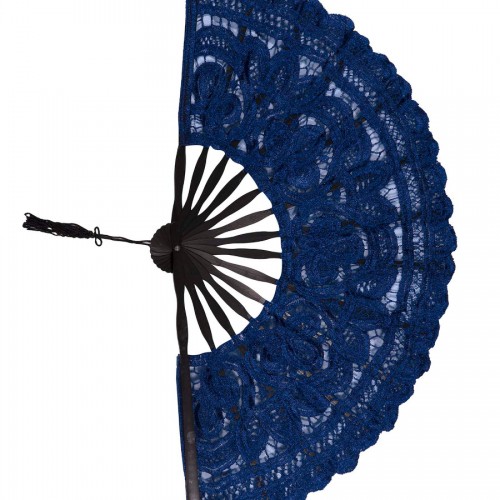 Handmade fan (27cm) blue