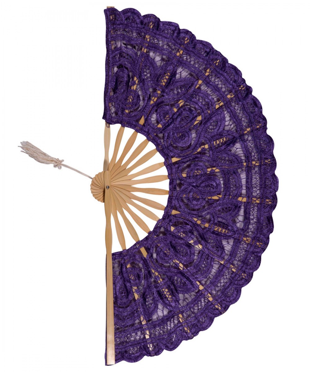 Handmade fan (27cm) purple