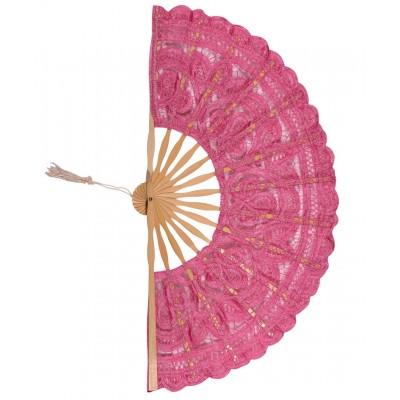 Handmade fan (27cm) pink