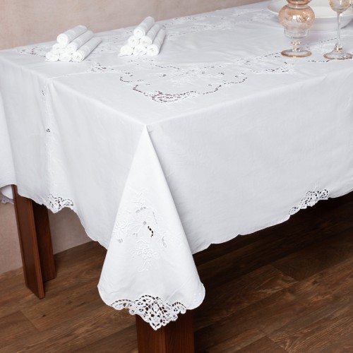 Handmade tablecloth 800a (160cm x 300cm) white